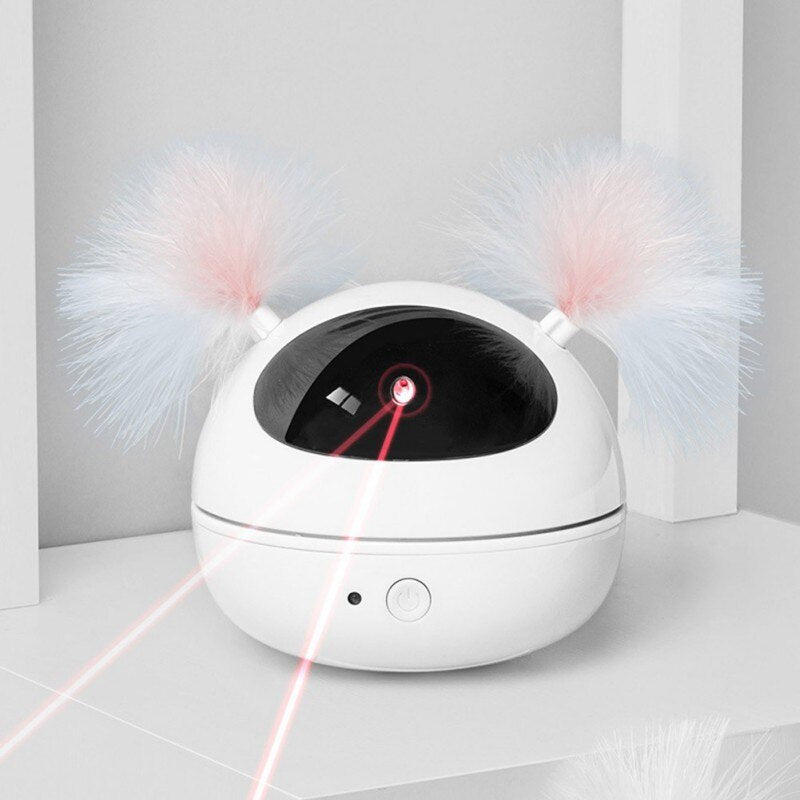 Balle interactive électrique pour chat avec plumes et lumière infrarouge, jouet à exciter pour chat.