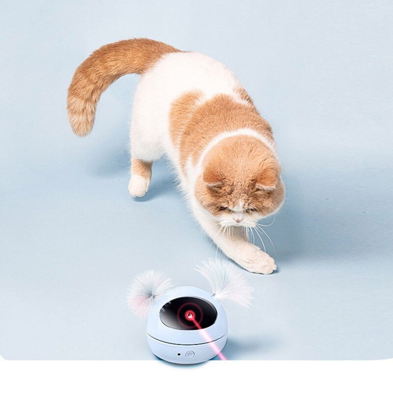 Balle interactive électrique pour chat avec plumes et lumière infrarouge, jouet à exciter pour chat.