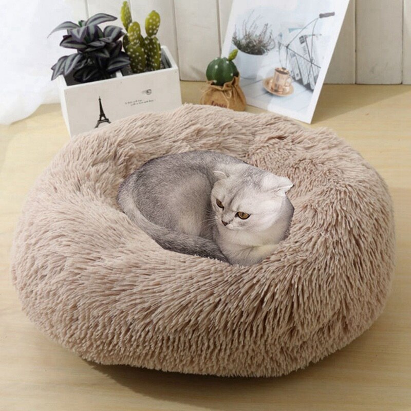 Panier rond pour chat, nid douillet et chaud pour chat, coussin moelleux et long.